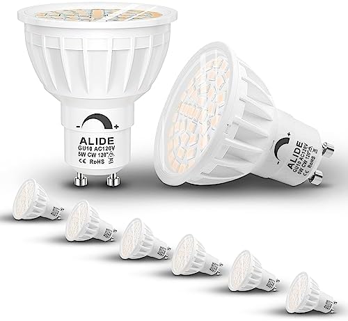 ALIDE Dimmable GU10 Led Bulbs 5000K Daylight White,2 Prong Light Bulb 120v by ALIDE