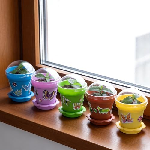 25 Packs Cupcake Plant Nursery Pots with Humidity Dome, Small Plastic Flower Plant Pots with 20 Sheet Stickers, Seeds Starter Pot Flower Planting Container for Seedlings Succulent Display (Mix Colors) - Image 4