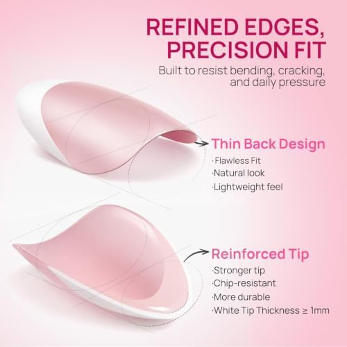 Krofaue French Tips Press On Nails – Pink Matte Short Almond Press On Nails - Image 5