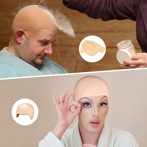 NACHLYNN Halloween Bald Cap 4 Pack Makeup Latex Bald Caps 4 Pack Nylon Wig Caps Halloween Party for Adult Women Kids Men Costume Accessories - Image 6