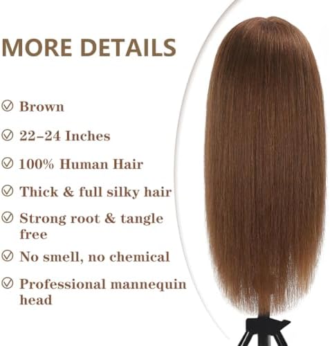 Opini Mannequin Head 100% Real Human Hair for Hairstyle Curling Practice - Image 4