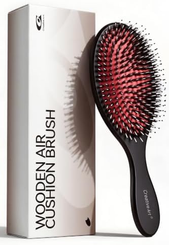 Hair Brush for Men, Wooden Boar Bristle Hairbrush for Detangling & Styling by CREATIVEART