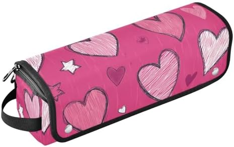 Hair Tools Travel Bag with Heat Resistant Mat Detachable 2-in-1 Curling Iron Travel Case Hot Tools Organizer for Straightener Flat Iron Hot Pink Hearts and Stars by WelcometoElliTarr