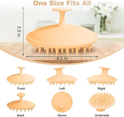 Meartchy Silicone Scalp Massager Shampoo Brush, Scalp Scrubber for Hair Growth (Salmon Pink) - Image 2
