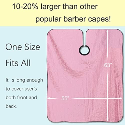 Barber Hair Cutting Cape with Adjustable Neckline 55" x 63" Pink - Image 5