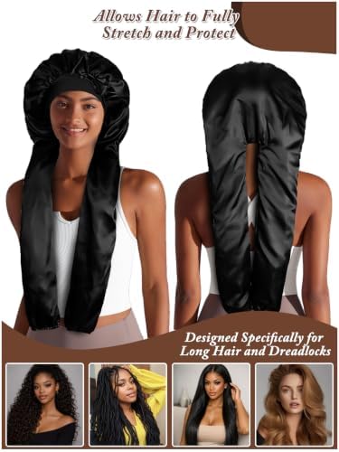 2pcs Satin Pantyhose Bonnet for Braids, Long Hair Bonnet for Women Sleeping - Image 4