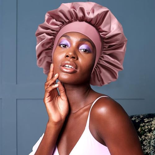 AWAYTR 2-Layer Satin Hair Bonnet, Tie Band Sleep Cap for Women - Image 6