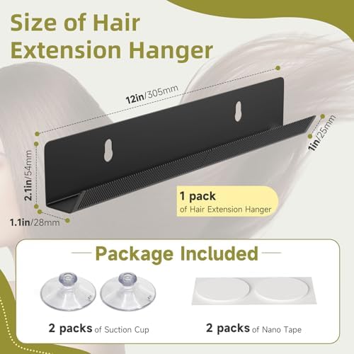 Hair Extension Hanger - Black Holder for Styling, Washing, Drying, Braiding, Display Rack for Clip-in, Wefts, Tape, Bundles, Hair Topper, Organizer/Storage - Image 2