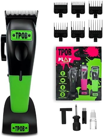 TPOB Play Barber Hair Clippers for Men 7500 RPM with Rubber Grips (Black/Green/Pink) by TPOB