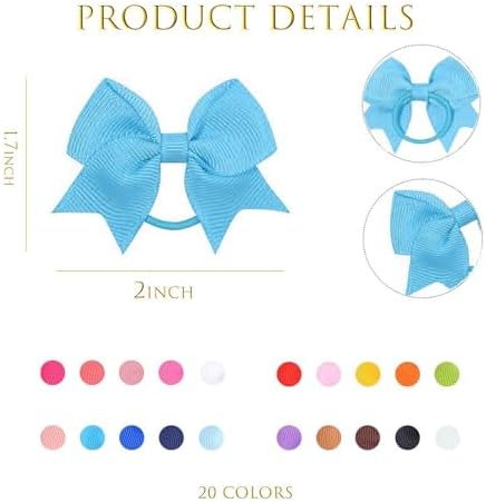 40Pcs Baby Hair Ties with Bows Elastic Ponytail Holders Small Hair Accessories for Kids Toddlers Infants (Mixed color 3) - Image 2