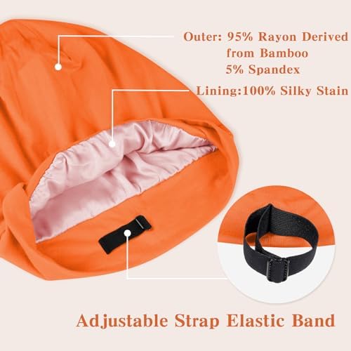 Fittia Satin Lined Sleep Bonnet, Adjustable Non-Slip Cap For Locs, Medium - Image 4