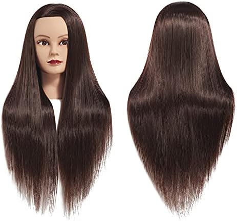 Mannequin Head 26-28" Synthetic Brown Hair for Hairdresser by Headwinn