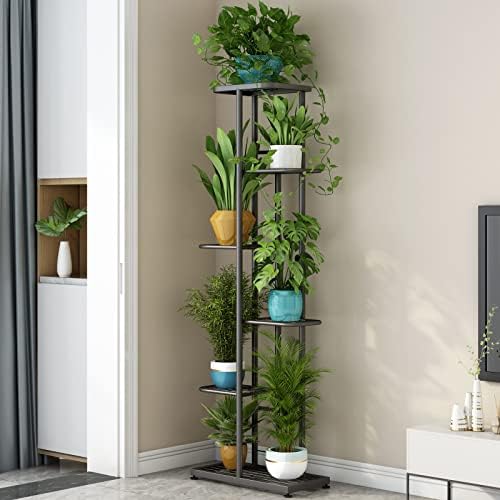 LINZINAR 6 Tier Plant Stand Indoor Outdoor Metal Flower Pot Display Shelf - Image 3