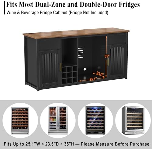 GDLF 78.7" Home Bar Cabinet with Fridge Space, Fluted Wine Liquor Bar,Black - Image 7