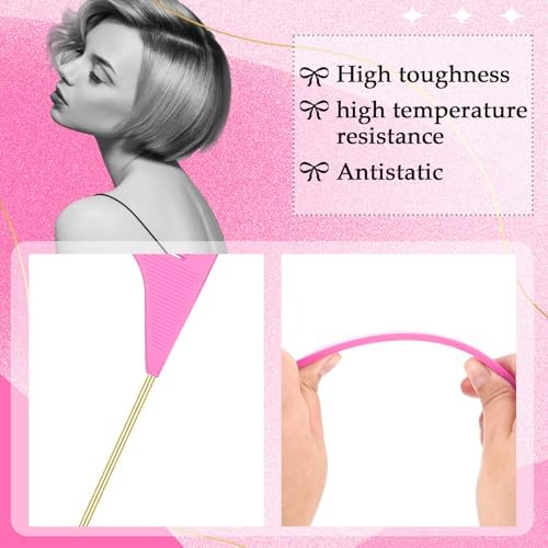 Patelai 30 Pcs Rat Tail Steel Combs Fine Tooth Bulk,Pink and Gold - Image 6
