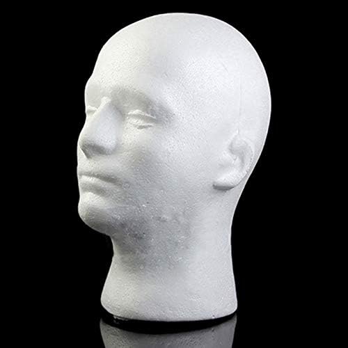 Mannequin Head Stand with Male Face, Styrofoam Foam Wig Head for Displaying Wigs, Glasses & Hats, Durable Manikin Head Model with Base for Styling, Storage and Salon Use - Image 3