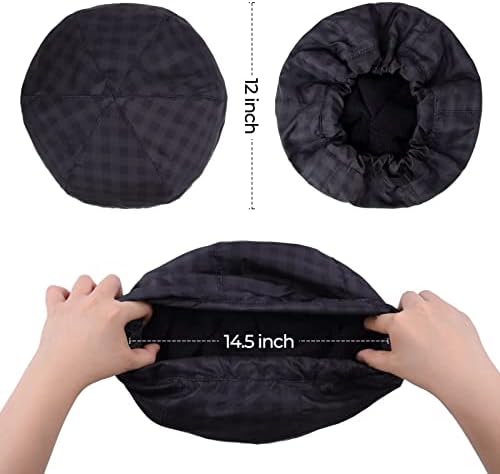 Shower Cap for Men Black Bath Cap, Reversible Large Waterproof Adjustable Shower Caps Terry Lining & Elastic Band Stretch Hem Hair Hat - Image 6