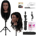 20-22 Inch Mannequin Head Human Hair with Stand,100% Real Human Hair Mannequin Head for Braiding,Cosmetology Manikin Doll Head for Styling with Table Clamp Hair Braiding Set(Brown) by NeverlandBeautyHealth