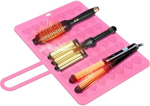 Large Silicone Heat Resistant Mat for Hair Tools with Heart Design, 15"x12" by FERNIDA
