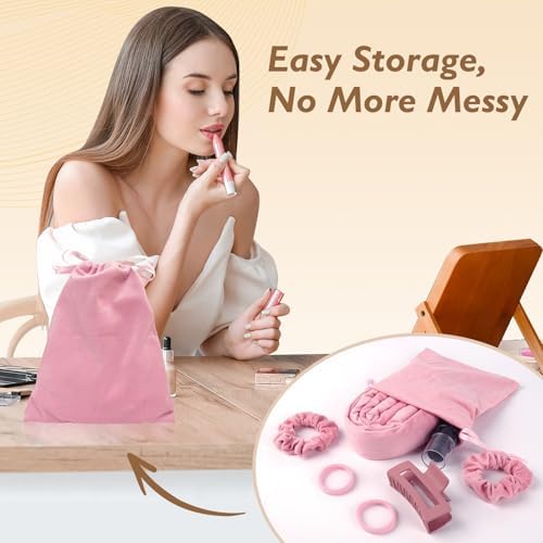70" Heatless Curls Overnight, Soft Velvet No Heat Hair Curlers to Sleep In, Heatless Hair Curler Overnight Curls Curlers for Long Medium Hair Volume, 8 PCS Heatless Curl Curling Set - Black - Image 4