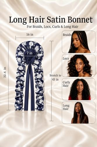 Double Layer Slik Like Satin Bonnet, 33-43" XXL Bonnet for Braids Long Hair - Image 4