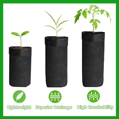 50PCS Nursery Grow Bags, Black Plant Grow Bag for Starting Rooted Plants Vegetable, Flower, Seedling Tree Seedling Pots, 8.5" H Before Loading Soil - Image 5