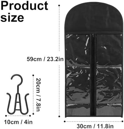 20 PCS 23.6 x 12 inches Wig Storage Bags with Hanger, Dust-Proof & Waterproof Wig Organizer for Hair Extensions, Wigs & Accessories, Wig Bag for Easy Organization & Protection(Black) - Image 2