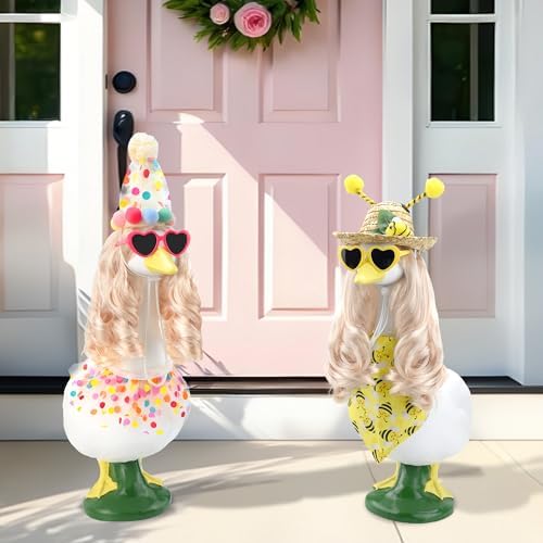 Bee Porch Goose Outfit Set with Blonde Wig & Straw Hat, 4-Pcs - Image 5