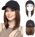 SEGO Baseball Cap with Hair Extensions for Women Heat Resistant Synthetic 6" Adjustable Short Straight Hairpiece Replacement Wigs in Black Hat for Girls 10A Light Brown by SEGO