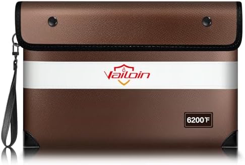 Vailoin 6200°F Fireproof Money Bag, 8 Layers of Heat Insulated Materials by Vailoin