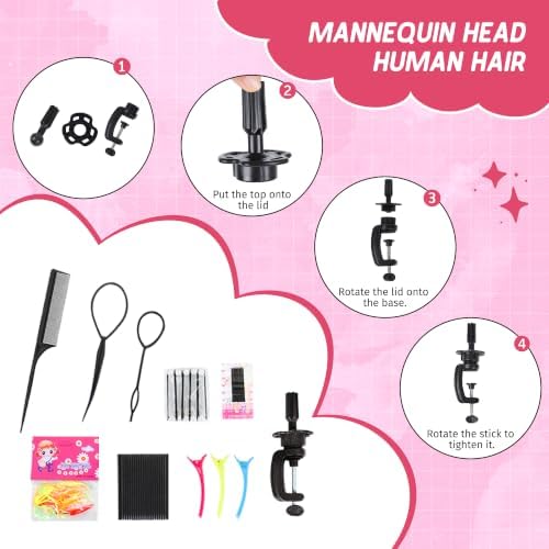 Mannequin Head 100% Human Hair Black 18" for Cosmetology & Hairdressers - Image 7
