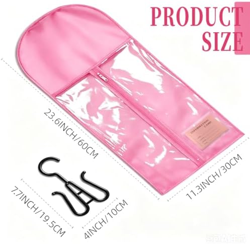 8PCS Wig Storage Bags with Hanger Hair Extension Holder Wig Bag-Pink - Image 2