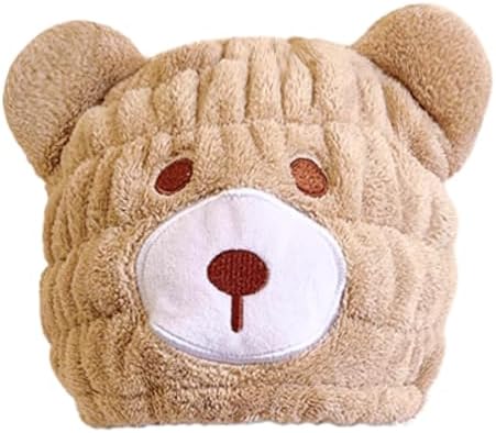 Microfiber Hair Towel Wrap for Kids, Brown Bear Toddler Quick Dry Cap by LCBD