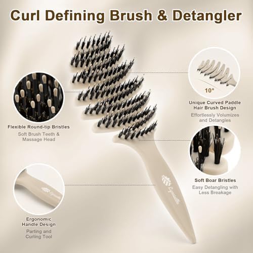 Natural Boar Bristle Hair Brush for Fine Hair - A Great Gift - Image 2