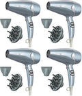 INFINITIPRO by CONAIR Hair Dryer with Diffuser, Quick Style & Shine Blow Dryer, Frizz-Free Hair, Blue (Pack of 4) by conair