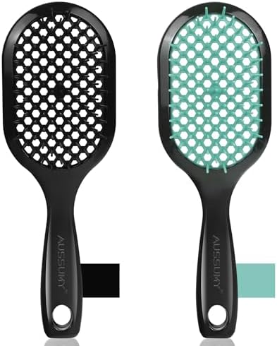 Vented Detangling Hair Brush - 2 Pack Detangler Hairbrush for Effortless Tangle Removal - Ultra-Soft Bristles -For Natural Curly Straight Wet Dry Damaged Hair for Women Men Kids by Aussumy