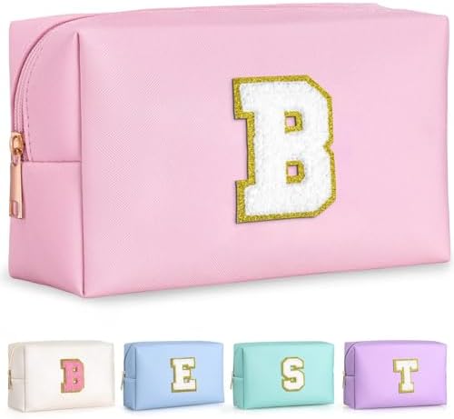 TOPEAST Birthday Gifts for Tween Girls Kids, Initial Makeup Bag Skincare Bag Toiletry Pouch (Pink B) by TOPEAST
