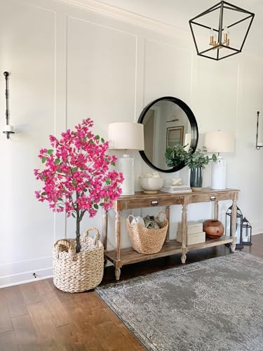 Briful Artificial Bougainvillea Tree in Black Pot 51.1" Tall Faux Silk Bougainvillea Floral Tree with Realistic Trunk Pink Fake Bougainvillea Plant for Home Office Living Room Bedroom Décor - Image 4