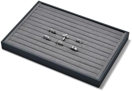 Grey Microfiber Ring Jewelry Display Organizer Tray - Image 6