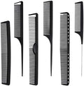 6 Pieces Carbon Fiber Hair Combs Set, General Styling Grooming Combs, Anti Static Heat Resistant Hairdressing Comb, Fine and Wide Tooth Hair Barber Rat Tail Comb by MODENGKONGJIAN