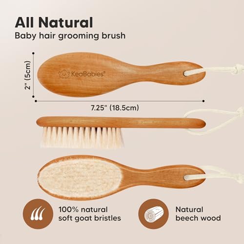 Wooden Baby Hair Brush for Toddler, Infant Cradle Cap (Golden Oak, Regular) - Image 2