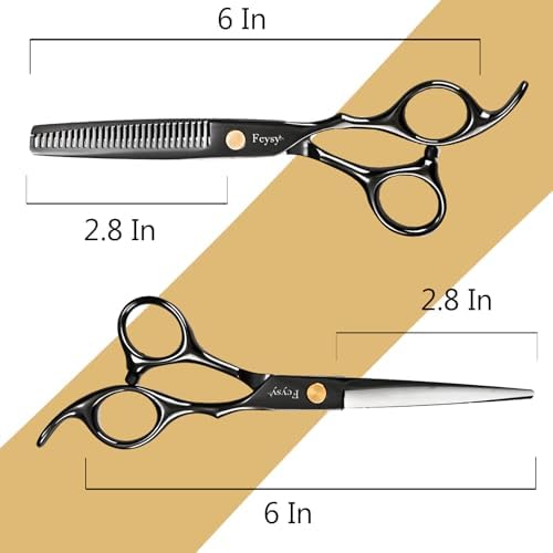 Hair Cutting Scissors Barber Shears Kit, Fcysy Capas De Barbero Profesional Hair Thinning Scissors for Haircutting, Haircut Scissors Blending Shears Eyebrow Hair Trimming Scissors Set for Men Women - Image 2
