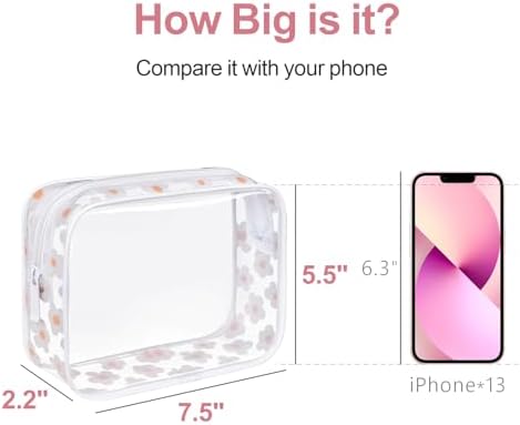 PACKISM TSA Approved Toiletry Bag - White Flower Print Clear Makeup Bag - Image 4