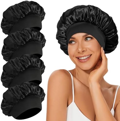 4Pcs Satin Bonnet Silk Bonnet, Hair Bonnet for Sleeping by LEADUWAY
