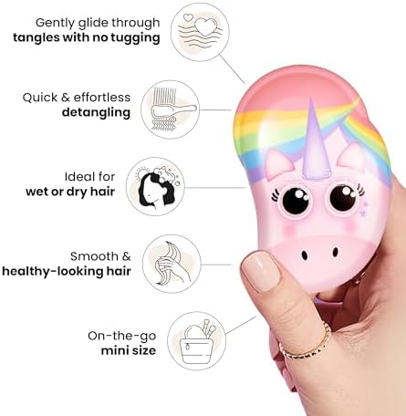 Tangle Teezer Original Detangler Mini Hair Brush for Kids, Rainbow Unicorn - Image 5