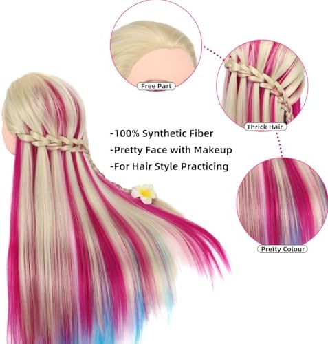 Eumos Mannequin Head with Hair, 29'' Training Head for Braiding - Image 4