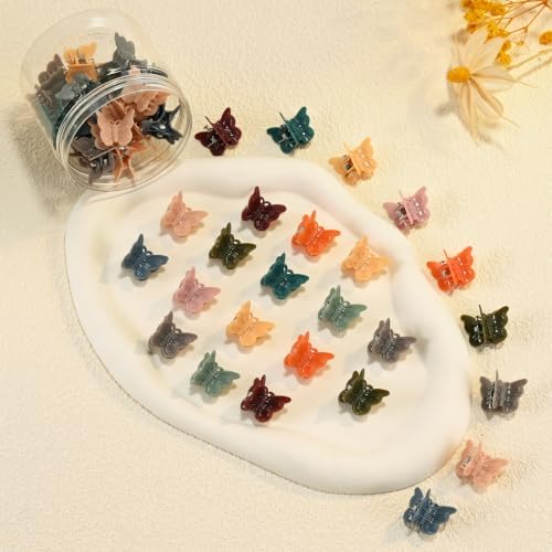 Mini Butterfly Hair Clips, Y2K 90s 50pcs Hair Accessories (Dark Morandi) - Image 6
