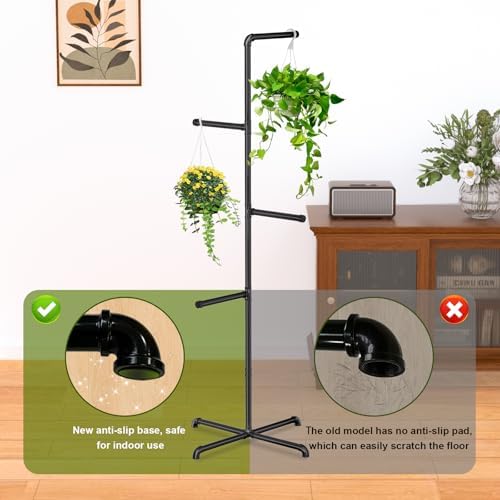 Hanging Plant Stand Indoor, Black Metal Plant Holder, 76 Inch - Image 4