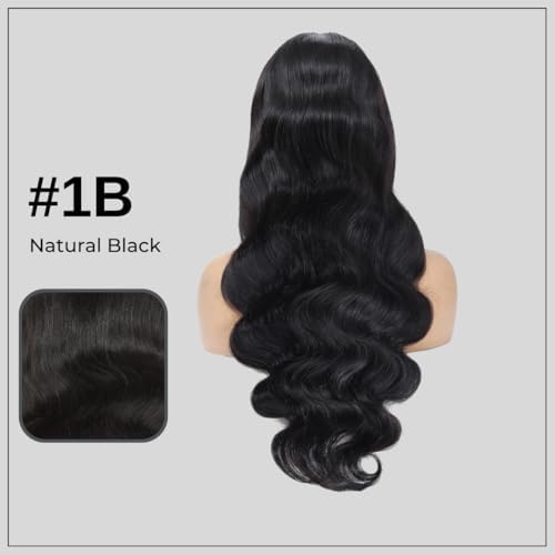ALHER Small Cap Lace Front Wigs Human Hair Pre Plucked Body Wave 30 Inch, 13X4 HD Transparent Frontal Wigs 200 Density for Women,Small Cap Size 21-21.5 Natural Black Wavy Wig for Women - Image 6