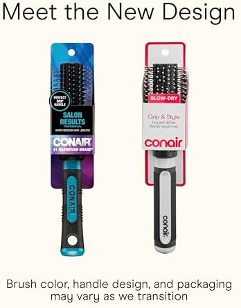 Conair Grip & Style Round Brush, Nylon Bristle Hair Brush for Blowout Styling, Ideal for Coarse, Curly, Wavy Hair, Color May Vary - Image 2